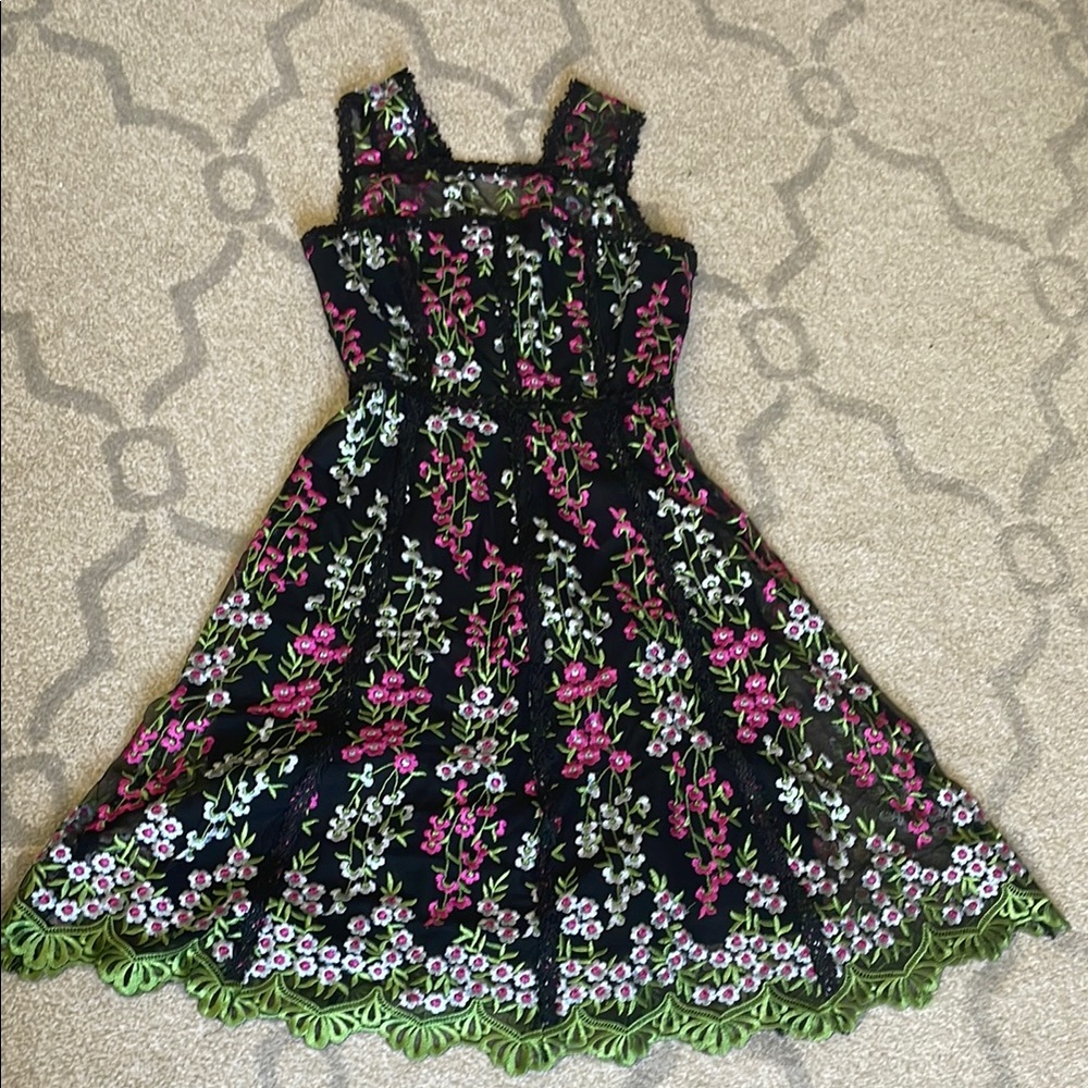 Parker Black and Pink Sleeveless Sundress for Weddings (Fully embroidered)